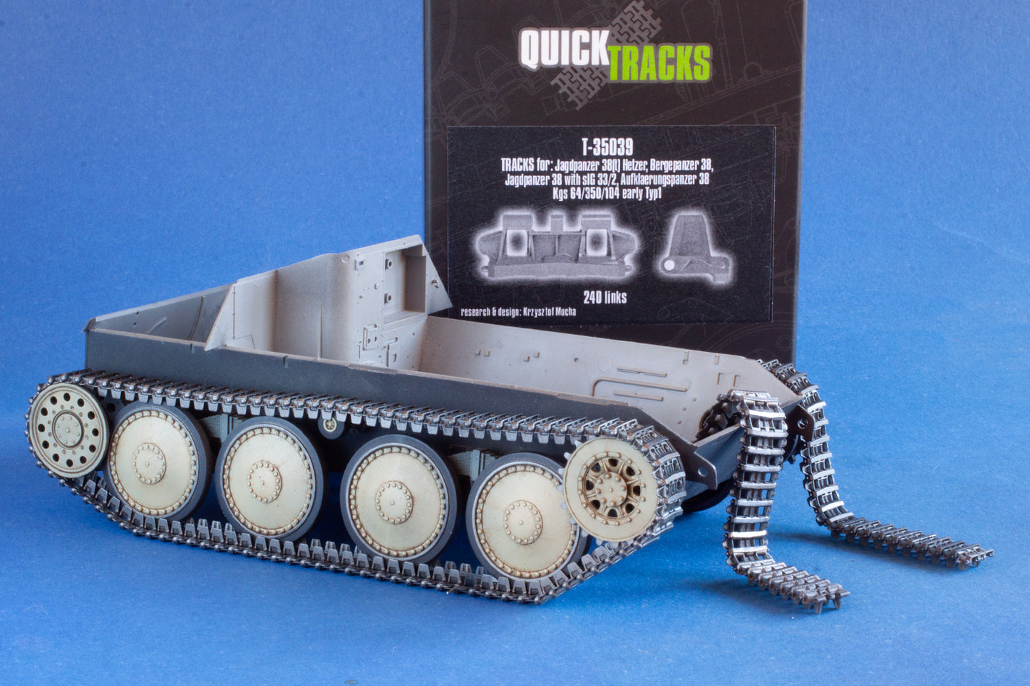 1/35 QuickTracks T-35039 Tracks for Jagdpanzer 38(t) Hetzer; Bergepanzer 38; Jagdpanzer 38 with sIG 33/2; Aufklaerungspanzer 38 - early, type 1