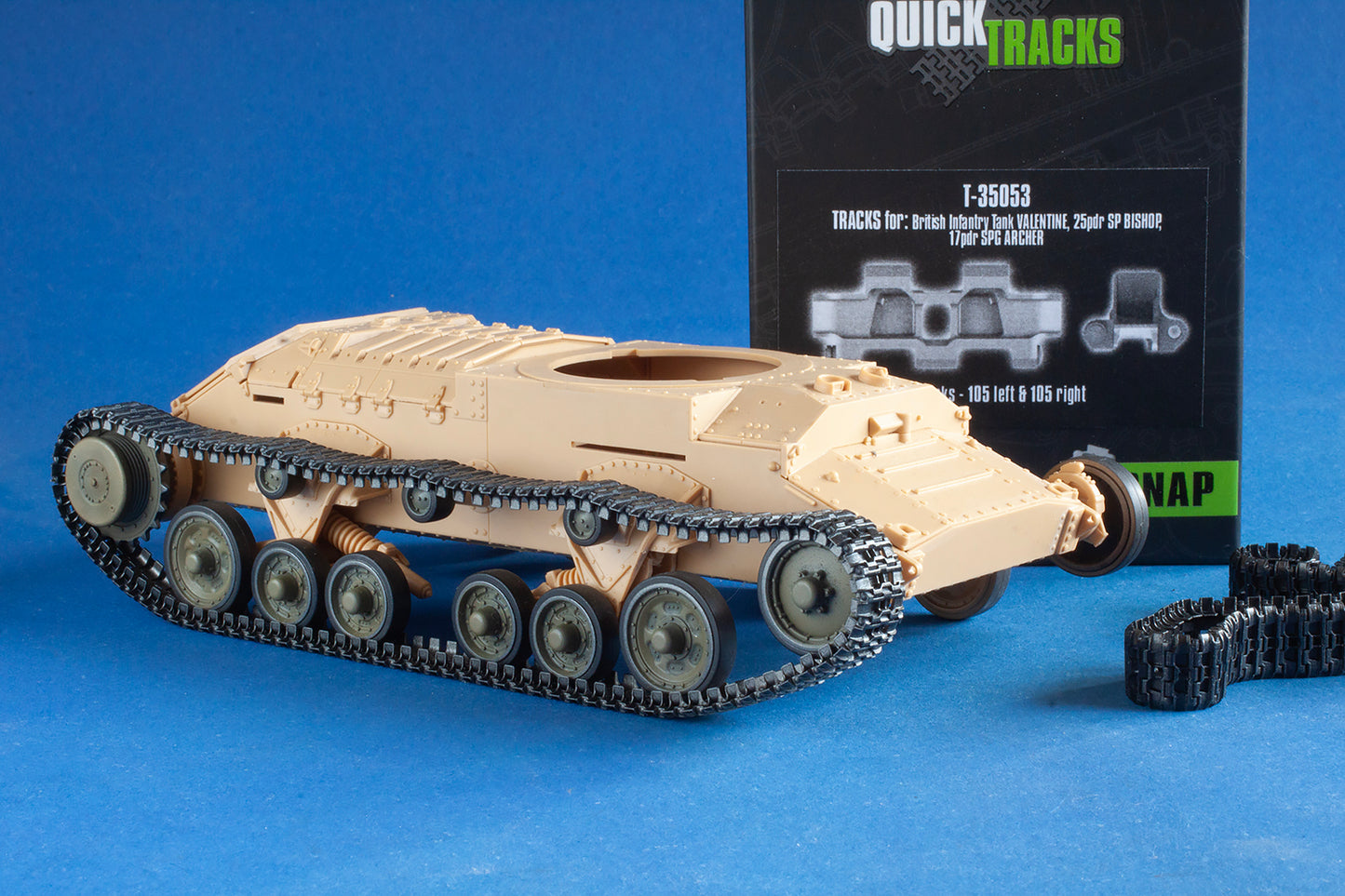 1/35 QuickTracks T-35053 Tracks for British Infantry Tank Valentine; 25pdr SP Bishop; 17pdr SPG Archer