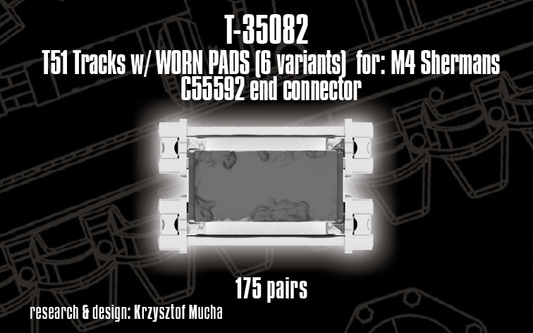 1/35 QuickTracks T-35082 T51 type Tracks (Worn Pads) for M4 Sherman