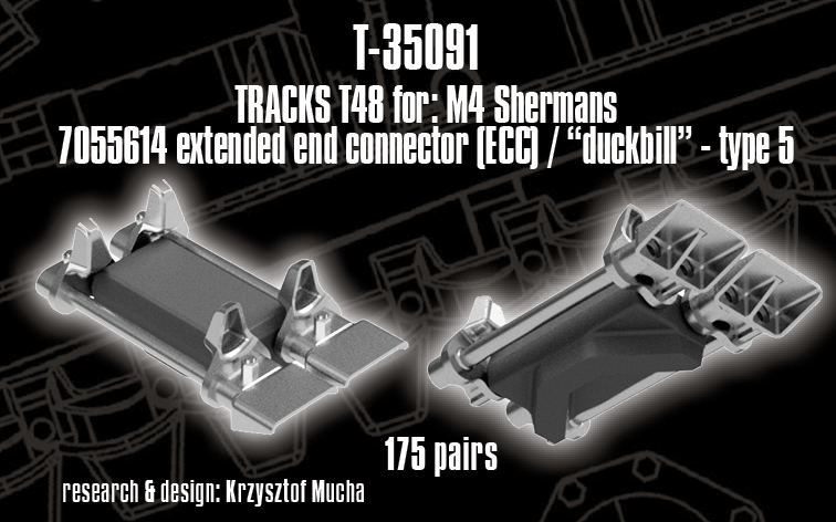 1/35 QuickTracks T-35091 T48 type Tracks for M4 Sherman; EEC / "Duckbill" Type 5