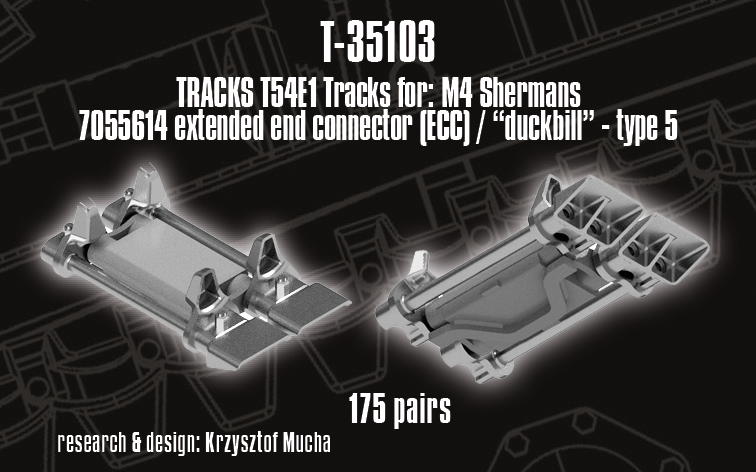 1/35 QuickTracks T-35103 T54E1 type Tracks for M4 Sherman; EEC / "Duckbill" Type 5