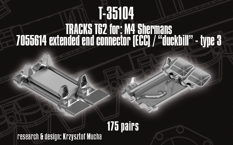 1/35 QuickTracks T-35104 T62 type Tracks for M4 Sherman; EEC / "Duckbill" Type 3