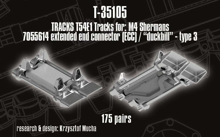 1/35 QuickTracks T-35105 T54E1 type Tracks for M4 Sherman; EEC / "Duckbill" Type 3