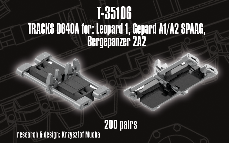 1/35 QuickTracks T-35106 D640A Tracks for Leopard 1; Gepard A1/A2 SPAAG; Bergepanzer 2A2