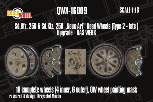 1/16 QuickWheel QWX-16009 Sd.Kfz. 250 & Sd.Kfz. 250 "Neue Art" Road Wheels (Type 2 - late) upgrade for Das Werk kits