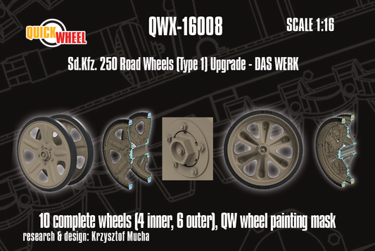 1/16 QuickWheel QWX-16008 Sd.Kfz. 250 Road Wheels (Type 1) upgrade for Das Werk kits