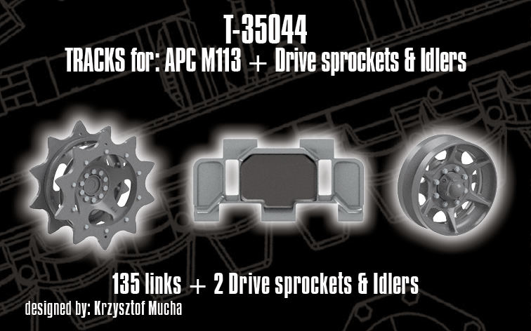 1/35 QuickTracks T-35044 Tracks for APC M113 + Drive Sprockets & Idler wheels