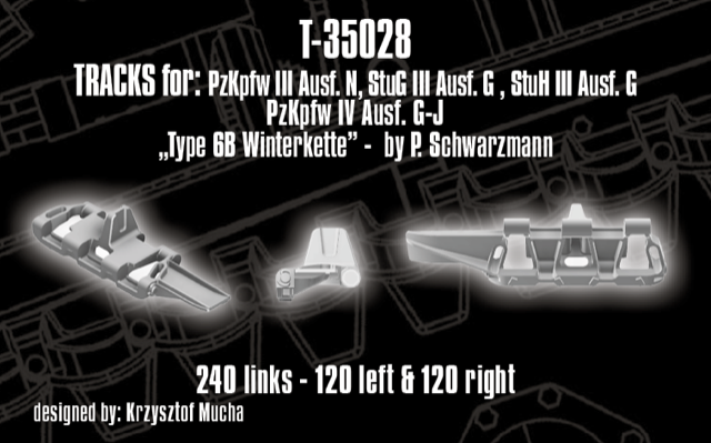 1/35 QuickTracks T-35028 Tracks for Pz.Kpfw. III Ausf. N; StuG III Ausf. G; StuH III Ausf. G; Pz.Kpfw. IV Ausf. G-J - "type 6B Winterkette"