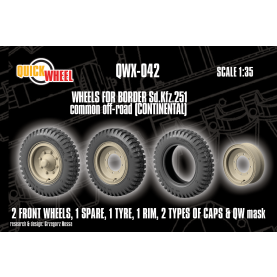 1/35 QuickWheel QWX-042 Front wheels + Spare Wheel, Tyre & Rim for Border Sd.Kfz. 251 - common off-road