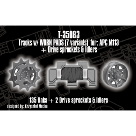 1/35 QuickTracks T-35083 Tracks (WORN PADS) for APC M113 + Drive sprockets & Idler wheels